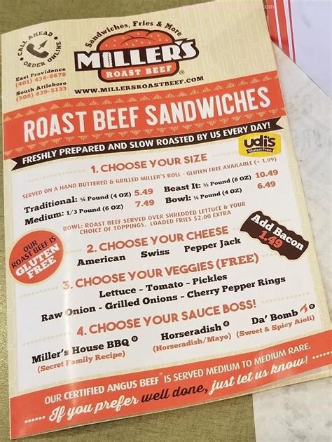 Miller's roast beef - View the menu for Miller's Roast Beef and restaurants in East Providence, RI. See restaurant menus, reviews, ratings, phone number, address, hours, photos and maps.